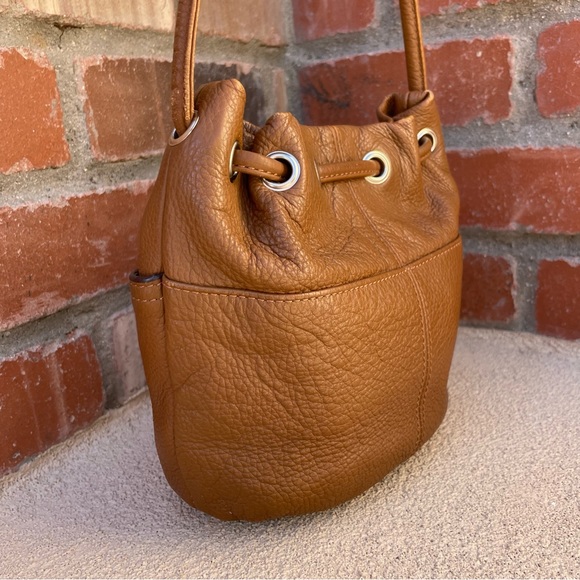 Tignanello • Petite Leather Drawstring Bucket Crossbody Bag & Scarf Bundle - Picture 7 of 14